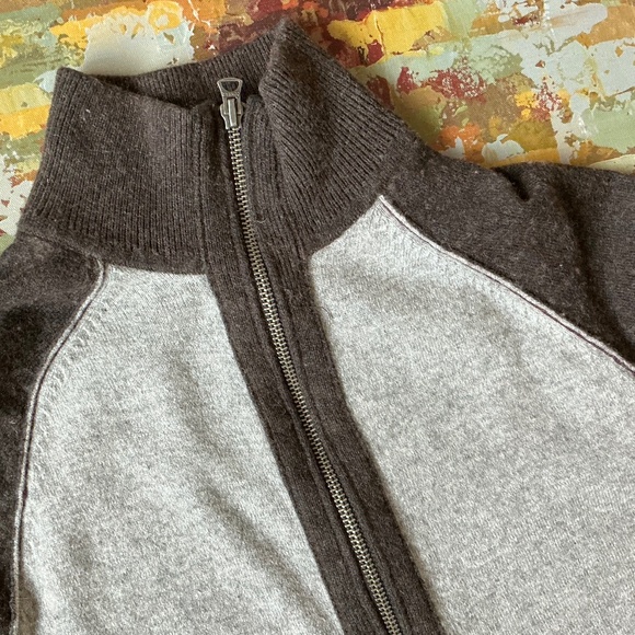 GAP - Wool Blend Colour Block Zip Cardigan Sweater. - Picture 3 of 10